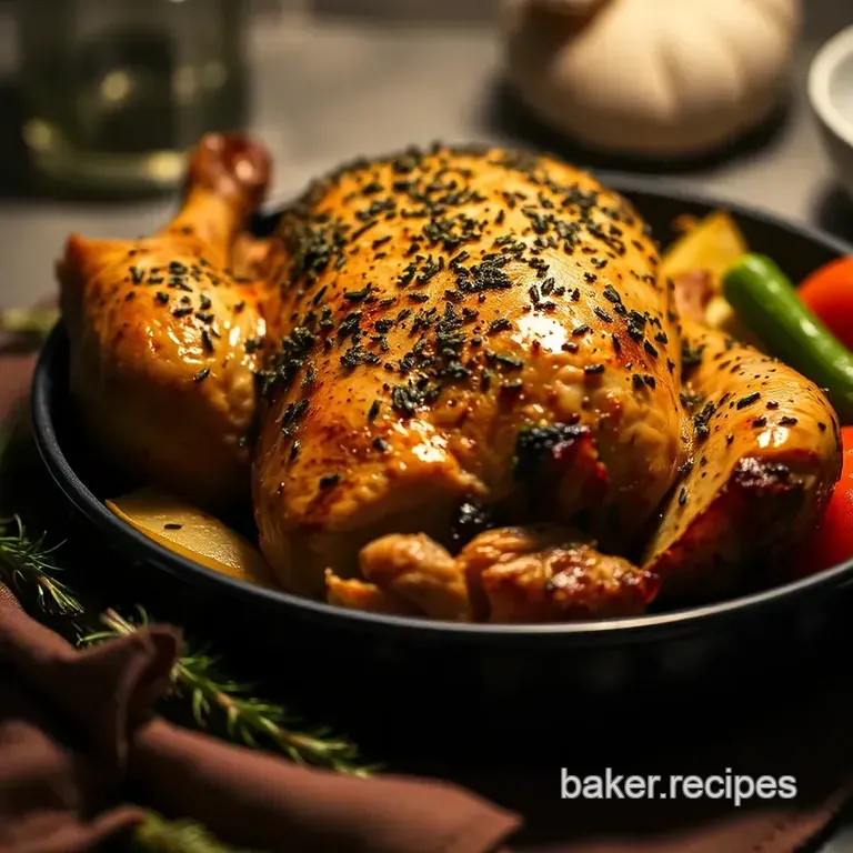 Herb-Crusted Roast Chicken with Seasonal Vegetables presentation