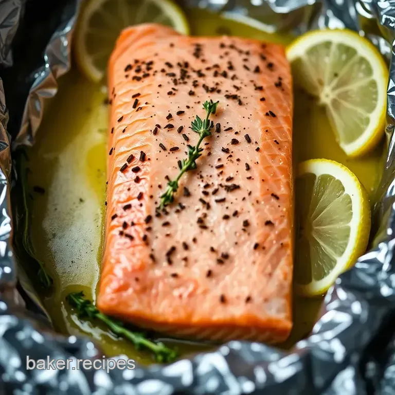 Herb-Infused Oven Baked Salmon in Foil presentation