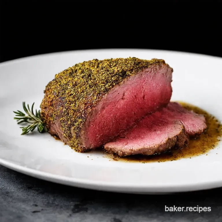 HerbCrusted Beef Tenderloin Roast with Red Wine Reduction