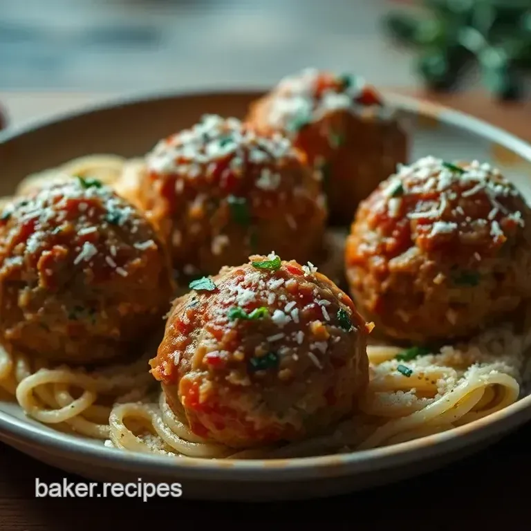 Herby Parmesan Chicken Meatballs in Marinara Sauce