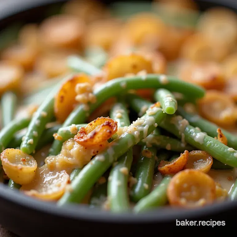 The Golden Standard Homemade Creamy Green Bean Casserole with Crispy Shallots