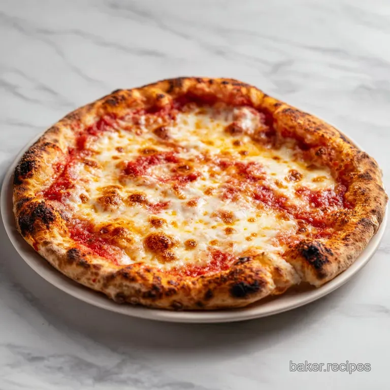 Slices of a charred crust pizza arranged on a slate platter with a side of red pepper flakes and golden olive oil.