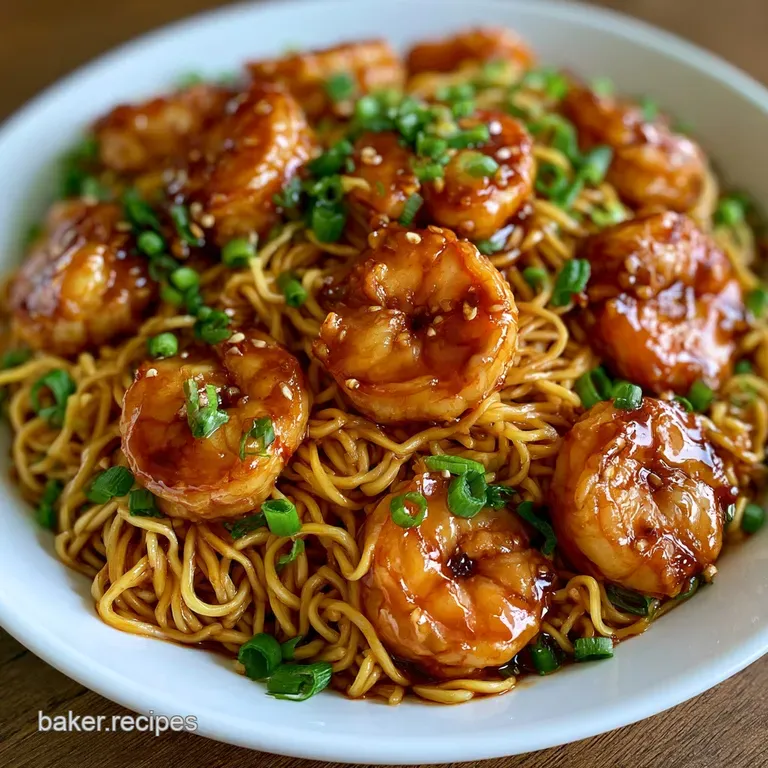 Honey Garlic Shrimp Chow Mein: Glossy and Savory