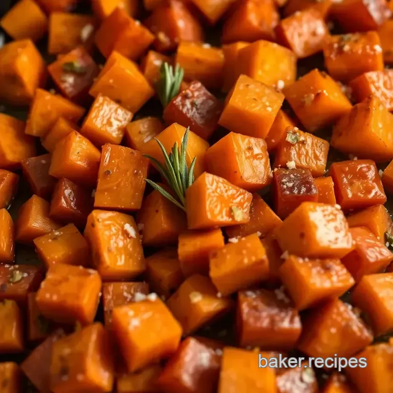 Honey-Glazed Roasted Sweet Potatoes with Rosemary & Sea Salt presentation