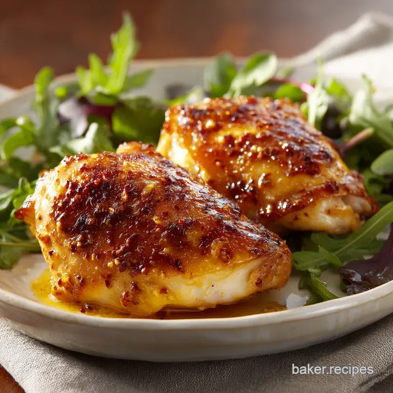 Honey-glazed chicken breast resting on fluffy mashed potatoes, with vibrant green asparagus spears adding a pop of color.