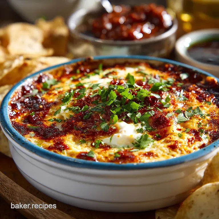 Party Dips: Hot Chorizo Manchego Smoked Paprika Fiesta Bake presentation
