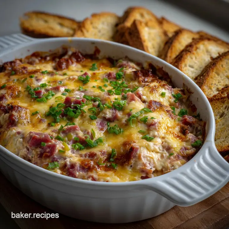 Homemade Hot Reuben Dip for St. Patricks Day presentation
