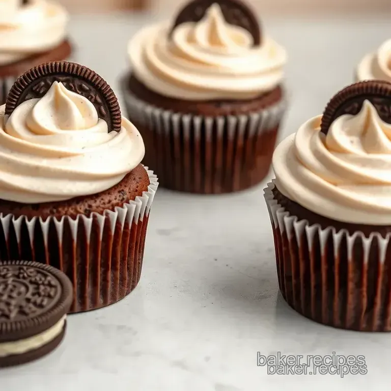 Oreo Delight Cupcakes with Creamy Frosting presentation