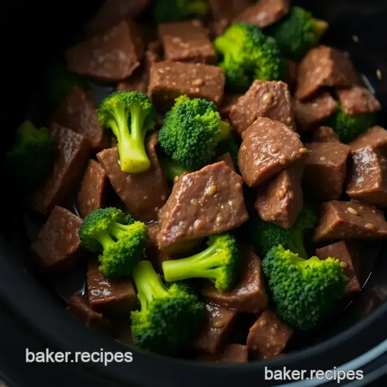 Keto Crockpot Beef and Broccoli presentation
