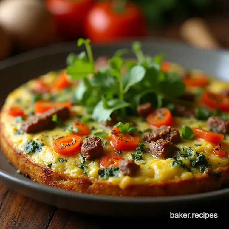 The Shepherds Supper Robust Minced Lamb Garden Vegetable Frittata presentation