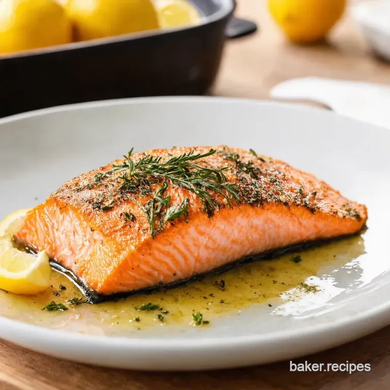 Lemon Herb Roasted Salmon with Crispy Skin presentation