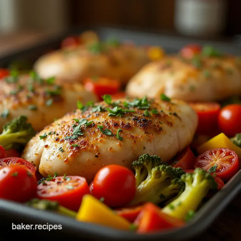 The Onetray Wonder Lemon Herb Sheet Pan Chicken with Rainbow Vegetables presentation
