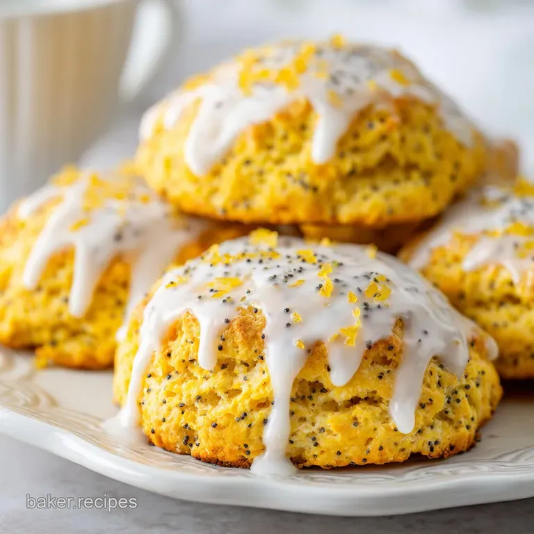 Lemon Poppy Seed Scones: Flaky with Buttermilk Glaze