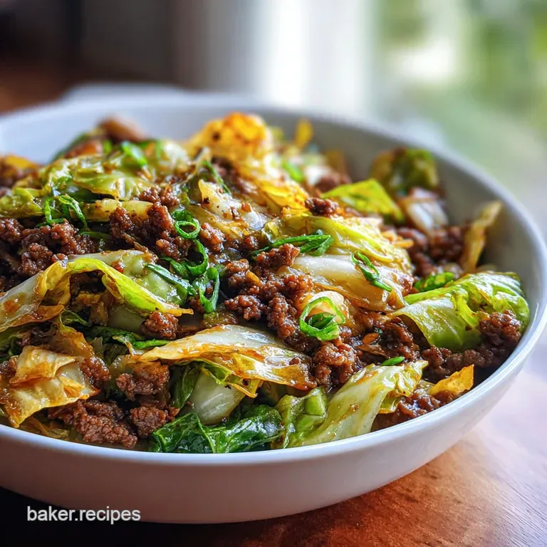 A scoop of glistening dark-sauced beef over rice in a white bowl, garnished with green onions, sitting on a dark surface.