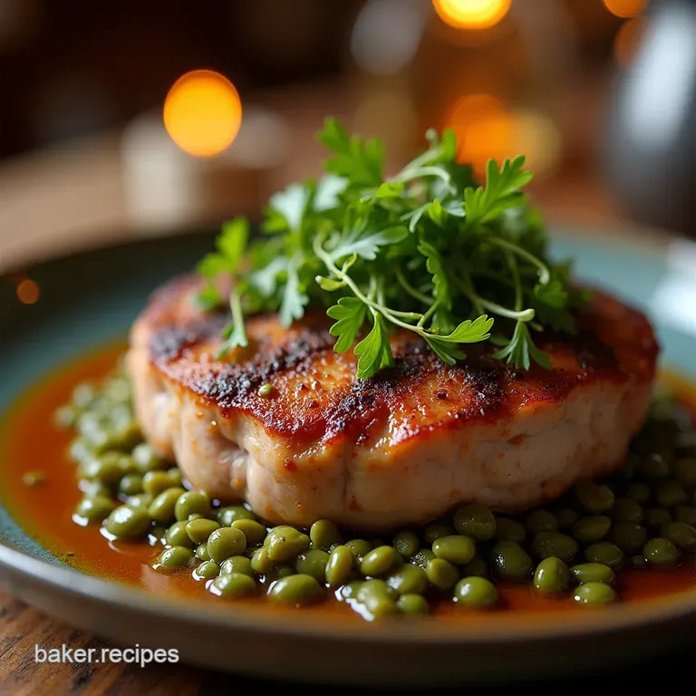 Lucky New Years Slowroasted Pork Shoulder with Emerald Lentils and Zesty Gremolata presentation