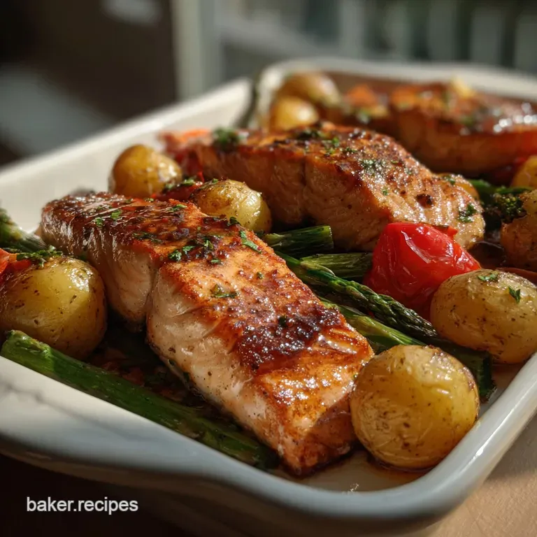 Maple Baked Salmon With Potatoes Veggies
