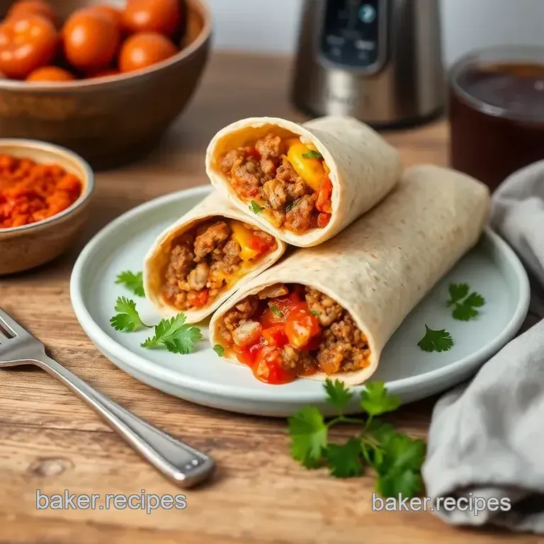 Spicy Sausage Breakfast Burritos presentation