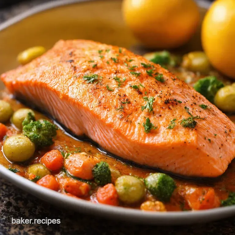 Mediterranean Baked Salmon with Lemonherb Couscous presentation