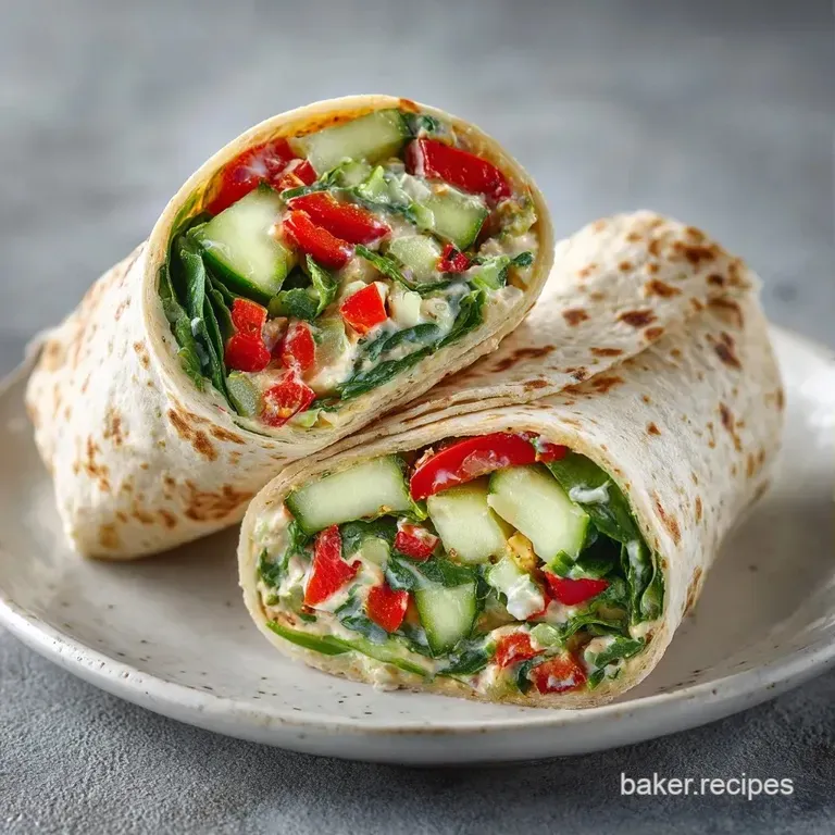 Two sliced wraps on a white ceramic plate, accented by dark olives and a sprig of parsley on a neutral background.