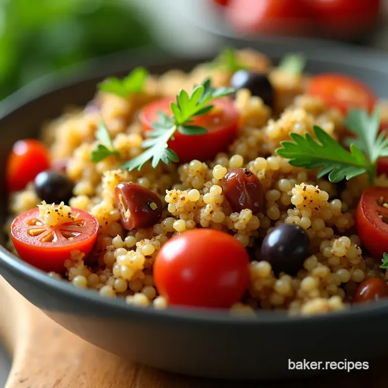 Mediterranean Quinoa Bowl with Lemonherb Dressing presentation