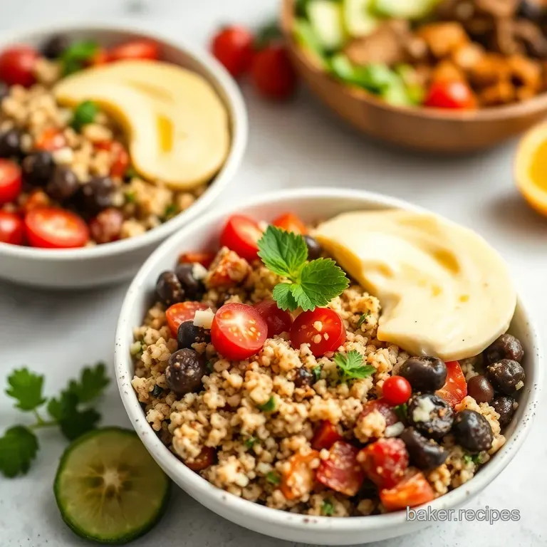 Mediterranean Quinoa Bowls with Lemon-Herb Chicken presentation