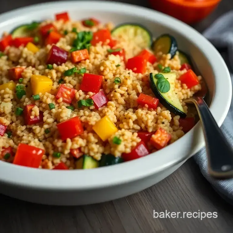 Mediterranean Quinoa Casserole with Roasted Vegetables & Feta presentation