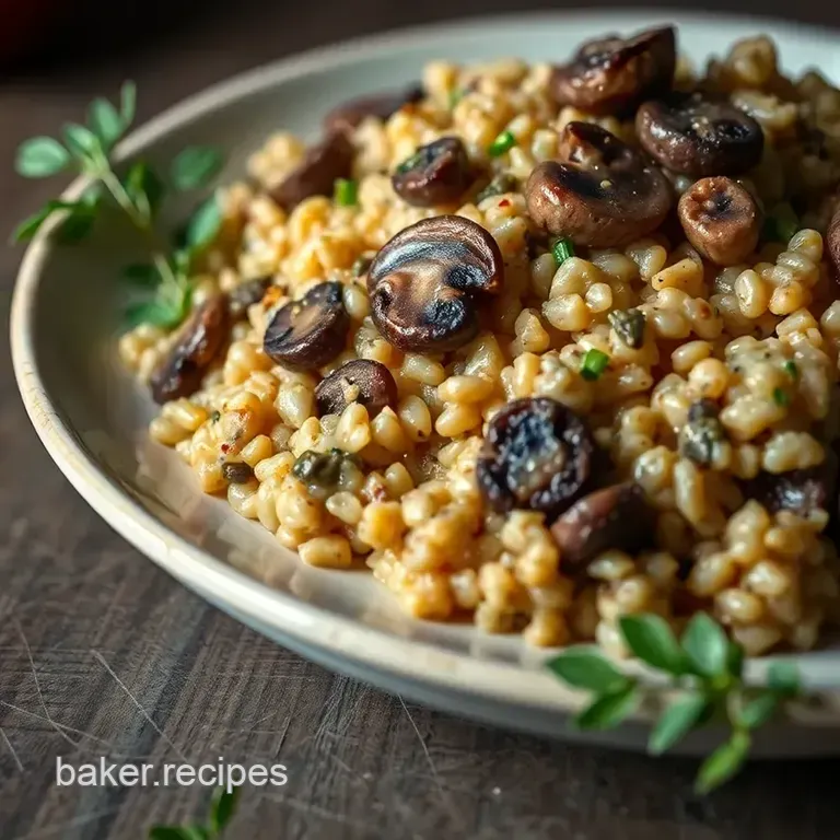 Mushroom and Pearl Barley Risotto presentation
