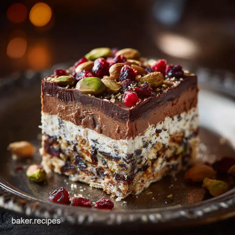 Easy Christmas Holiday Desserts: No-Bake Tiffin presentation