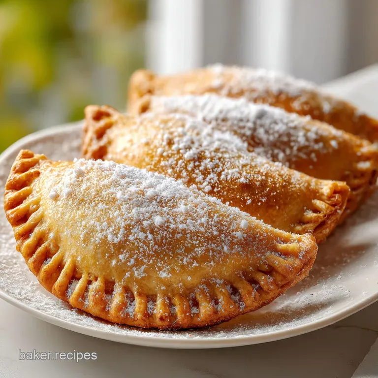 Golden-brown flaky pastries arranged on a white ceramic plate, accented with a drizzle of glaze and mint leaves.