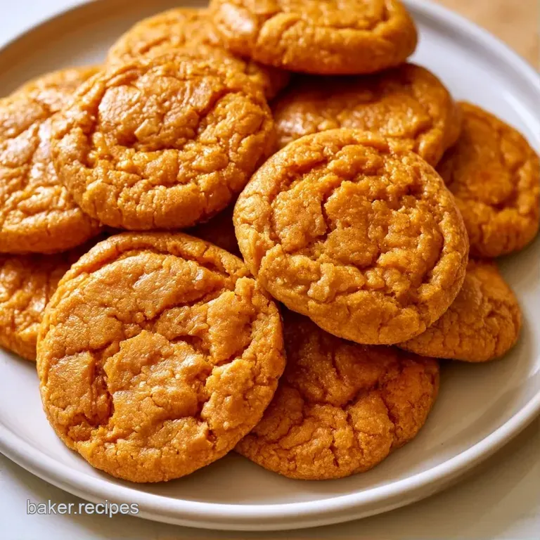 A neat stack of warm, amber-colored cookies beside a ripe persimmon slice and a soft white linen napkin.