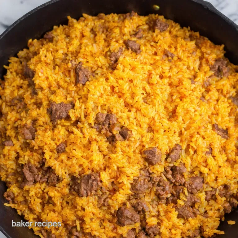 Onepan Fiesta Rice with Beef presentation
