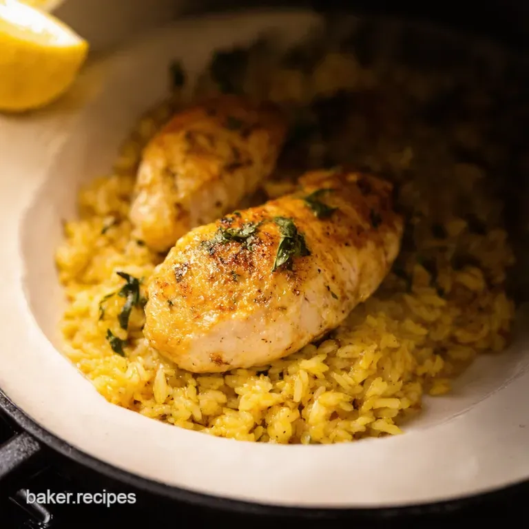 Onepan Lemon Herb Chicken Rice Bake presentation
