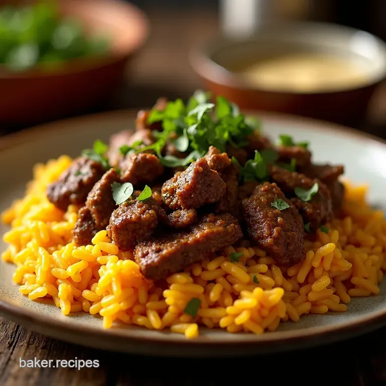 Onepot Spiced Beef Saffronkissed Rice the Weeknight Wonder presentation