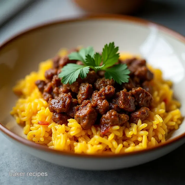 OnePot Spiced Beef SaffronKissed Rice The Weeknight Wonder