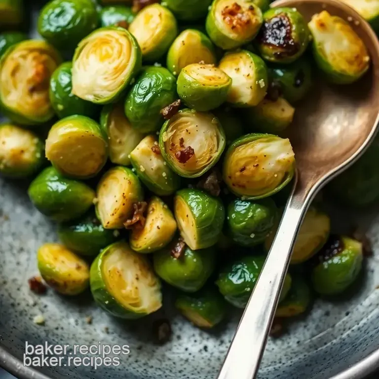 Pan-Seared Brussels Sprouts with Garlic and Lemon presentation