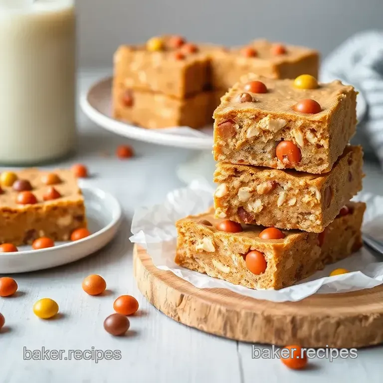 Bake Peanut Butter Blondies with Reese s Pieces presentation