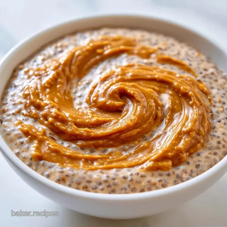 A smooth tan pudding in a white ceramic bowl topped with fresh blueberries and almond slivers on a linen cloth.