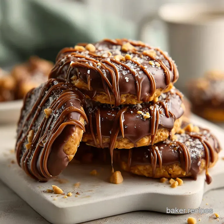 Shiny chocolate peanut butter balls with crunchy rice cereal, stacked on a white plate. The chocolate is dark and glossy.