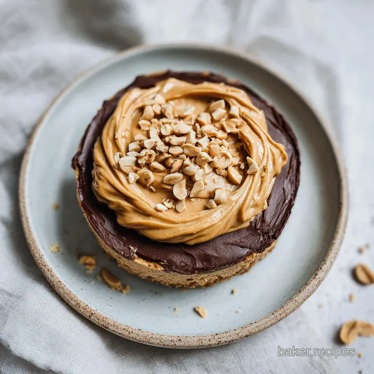 A thick slice of layered peanut butter cup fudge with a creamy, marbled texture, ready to be devoured.