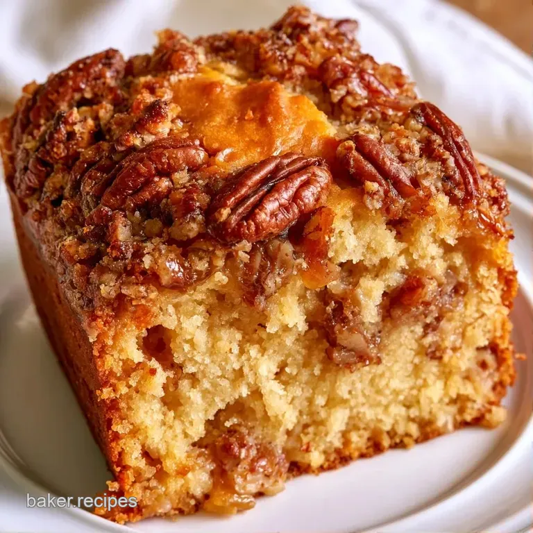 Sliced golden-orange pound cake on a white plate, paired with a dollop of cream and a drizzle of maple syrup.
