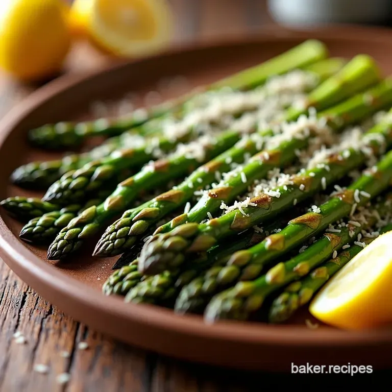 Perfectly Roasted Asparagus with Lemon Parmesan presentation