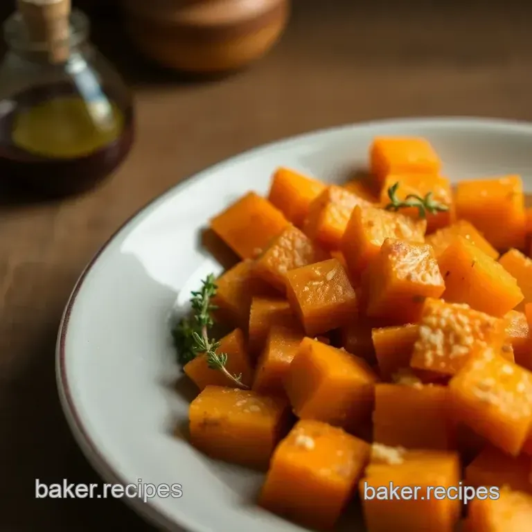 Perfectly Roasted Butternut Squash with Maple & Thyme presentation
