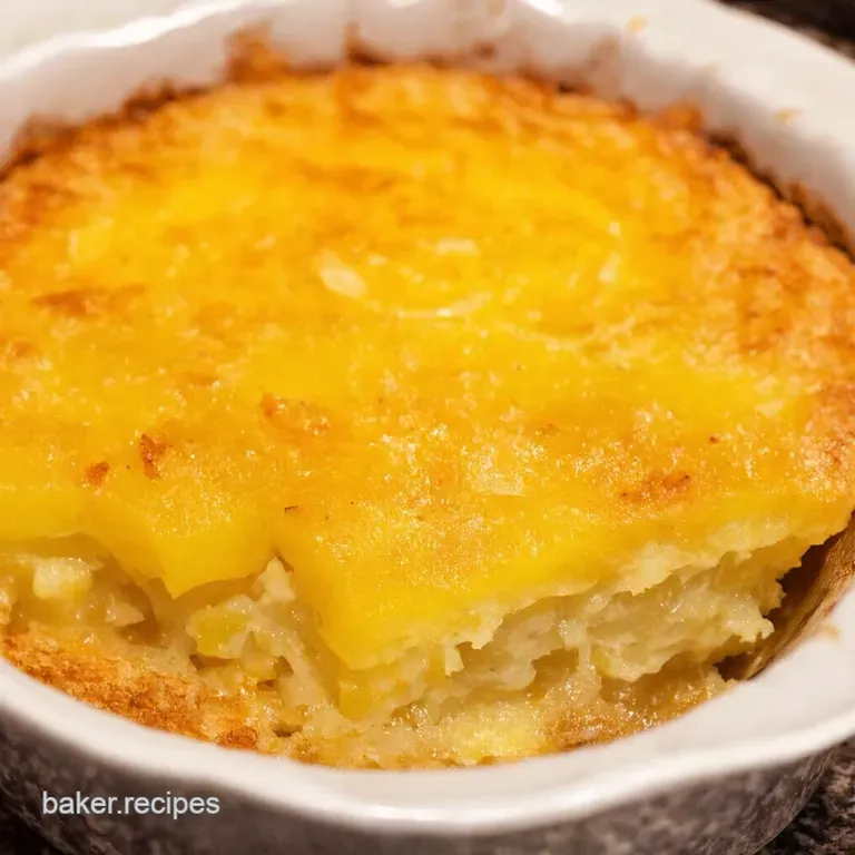 Pineapple Casserole Sunshine in a Dish presentation