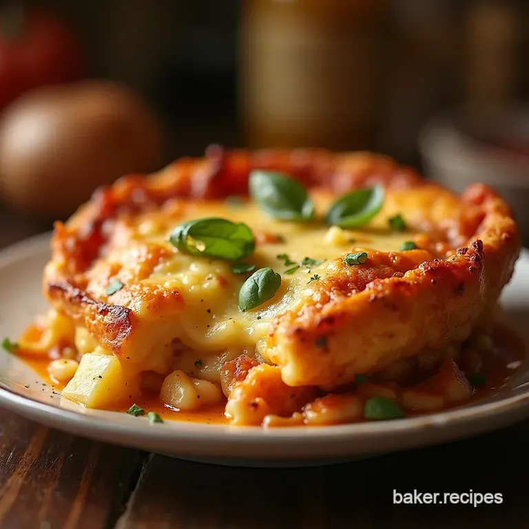The Pizza Parlour Potato Bake Cheesy Deepdish Casserole presentation