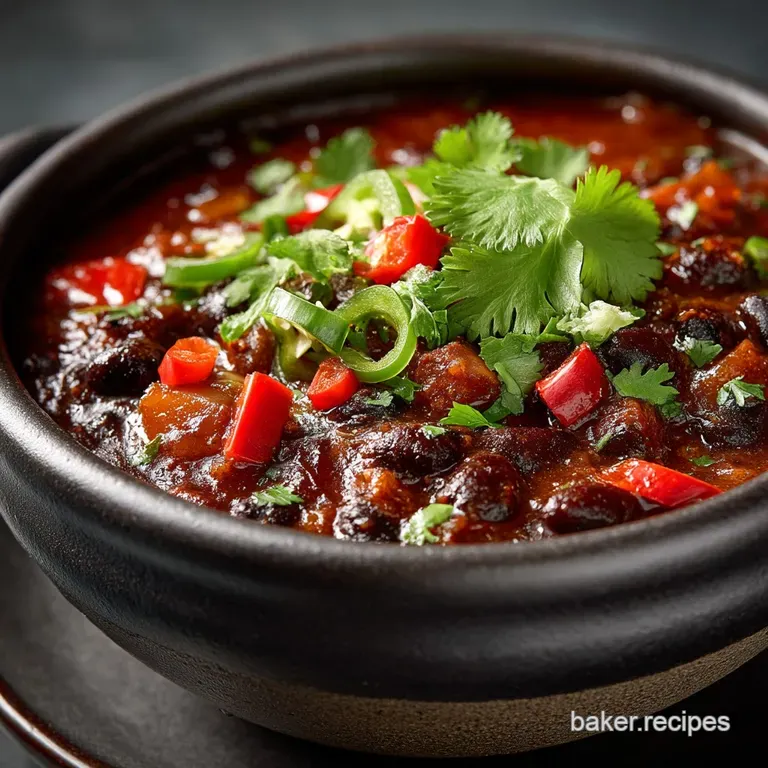 The Best of Both Worlds Smoky Black Bean and Beef Chili presentation
