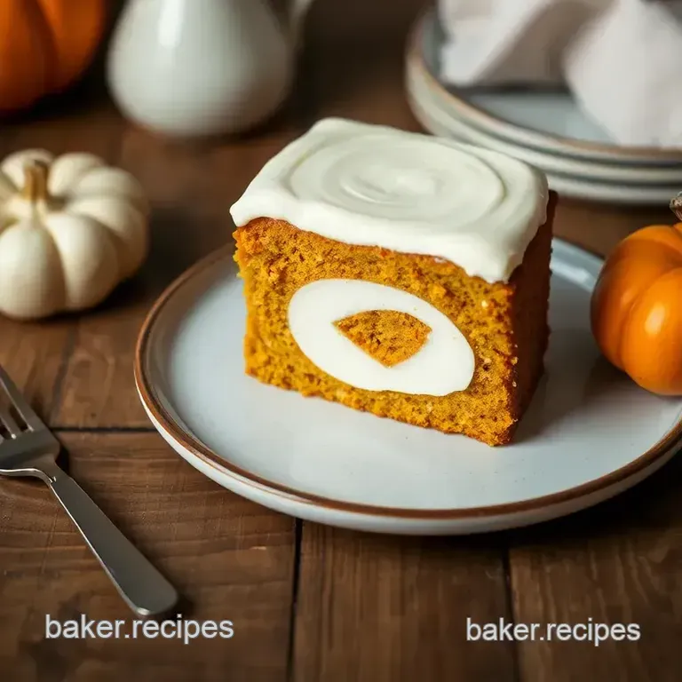 Heavenly Pumpkin Cake with Cream Cheese Swirl presentation