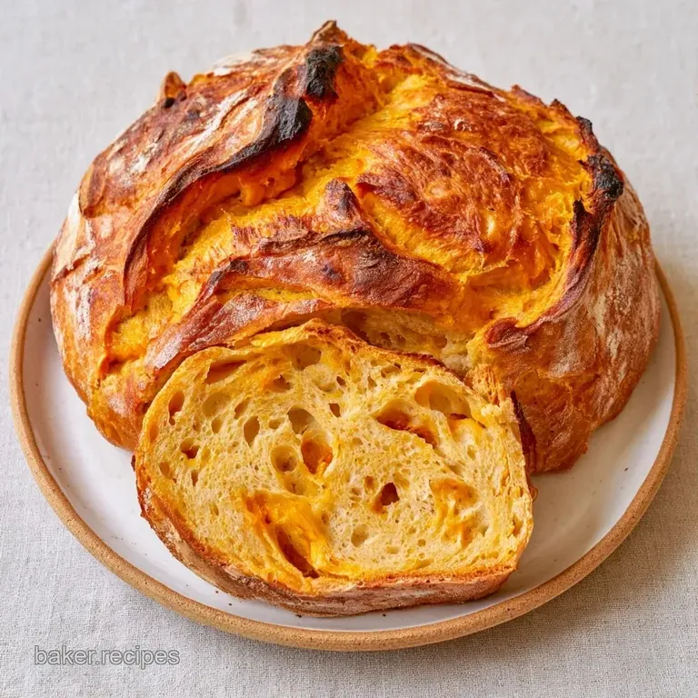 Thick slices of orange-tinted artisan bread on a wooden board, paired with creamy salted butter and autumn leaves