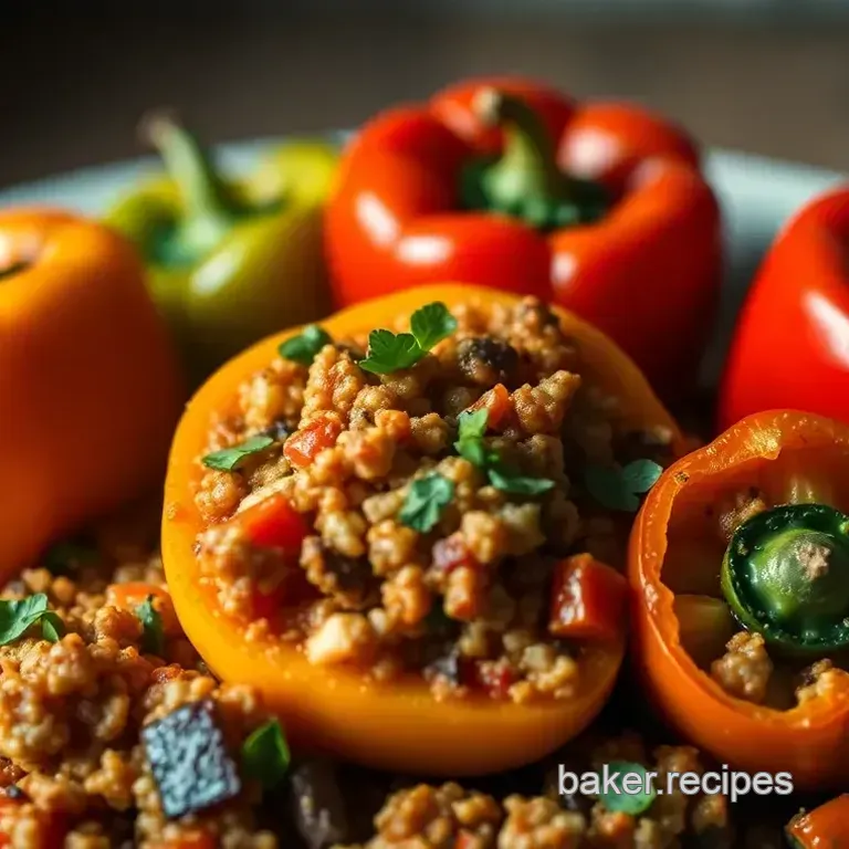 Rainbow Vegan Stuffed Peppers with Spicy Quinoa
