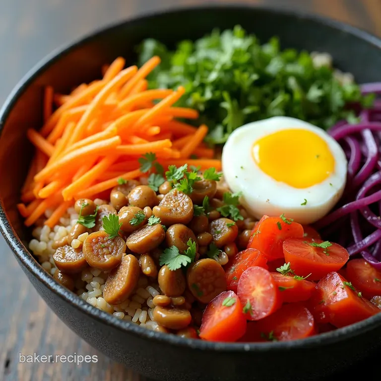Rainbow Vegetarian Bibimbap Korean Mixed Rice Bowl