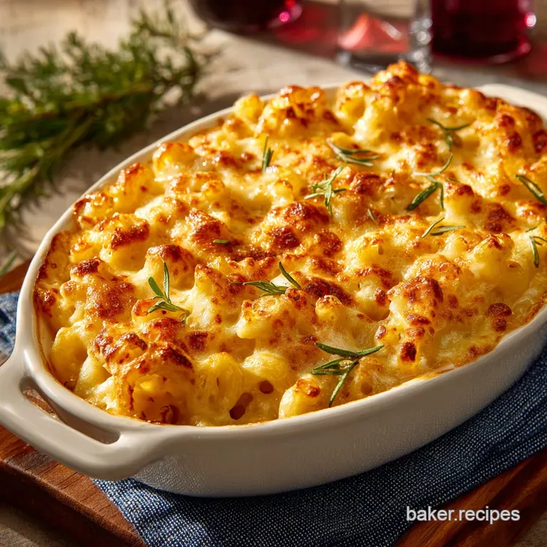 Baked Macaroni and Cheese: Rich Crunchy presentation